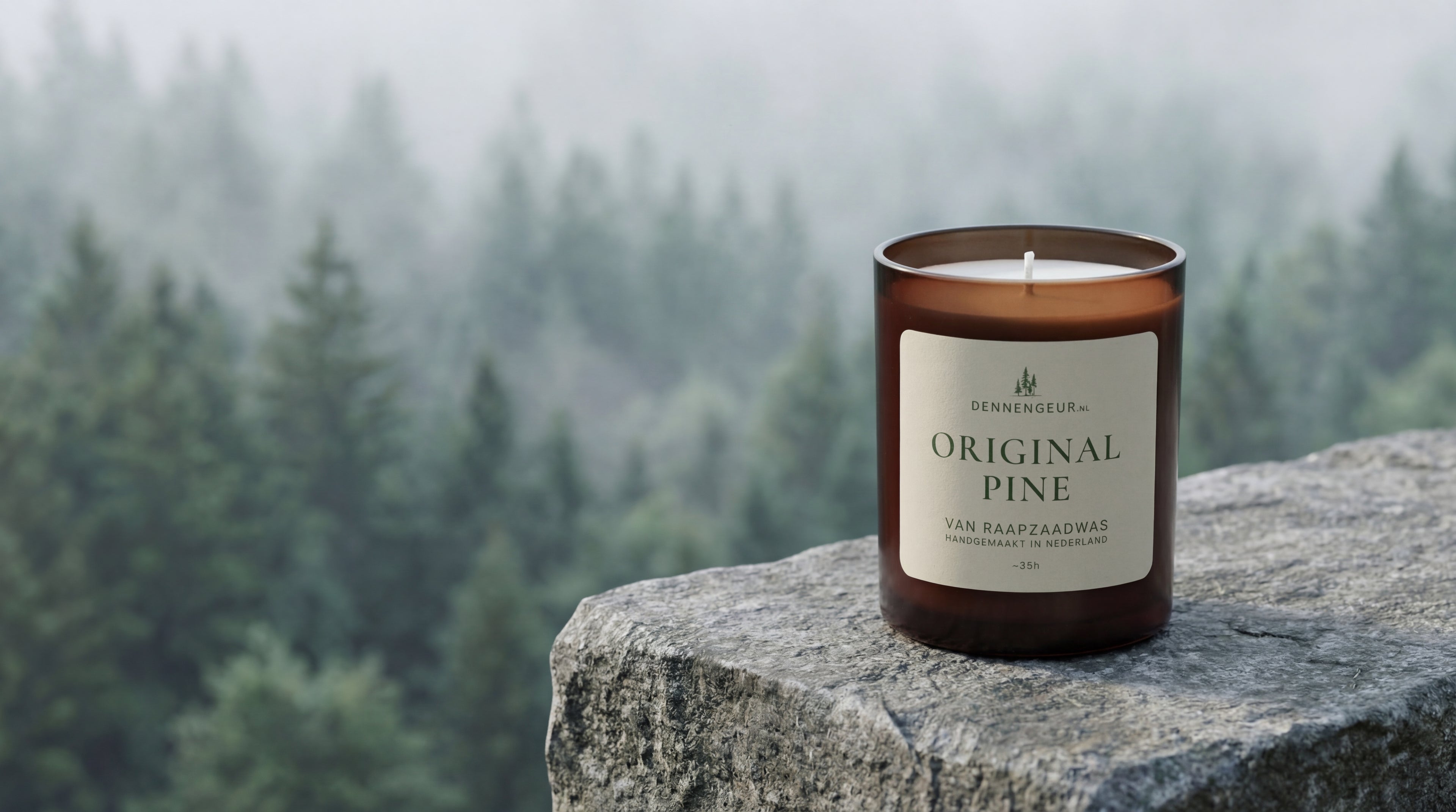 banner van dennen geur kaars 