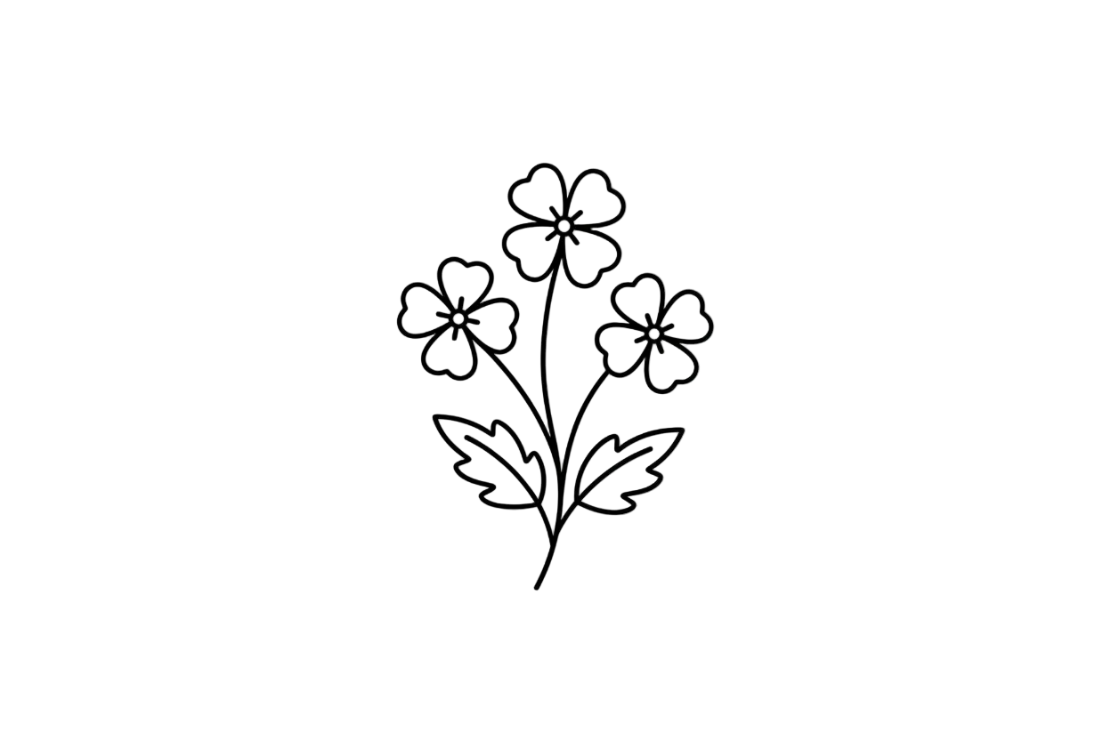 kleinere illustratie maken met een paar bloemen en de outlines